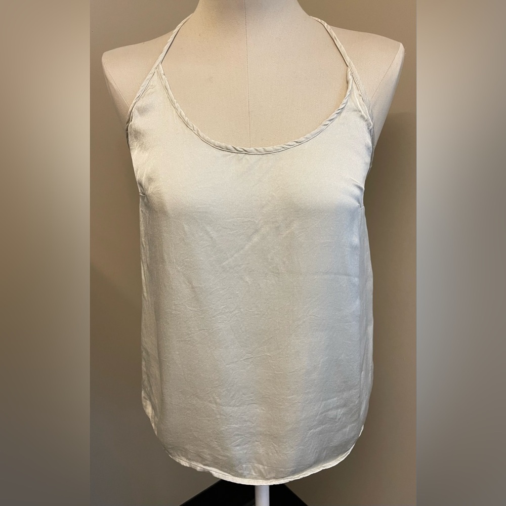 Mango Silky racer back viscose Tank top camisole Blouse Cream womens size medium